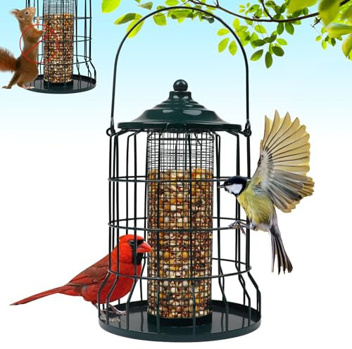 iPetba Vogelfutterspender für den Garten – Eichhörnchen-Sicher – Metall, Wetterbeständig, Außenbereich, Kein Chaos, Wintertauglich, Für Wildvögel
