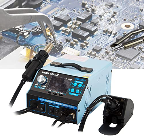 Professionelle Lötstation 992DA+ 4in1 mit Heißluftpistole und Lötkolben, LCD-Display, Temperaturregelung, für Elektronikreparatur und -Montage