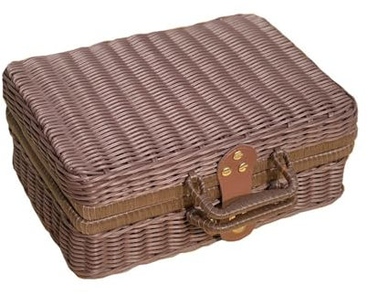 SLEDEZ Stabiler Picknickkorb Rattan Koffer Vintage Aufbewahrungsbox Outdoor Picknickkorb(22x17x11cm)