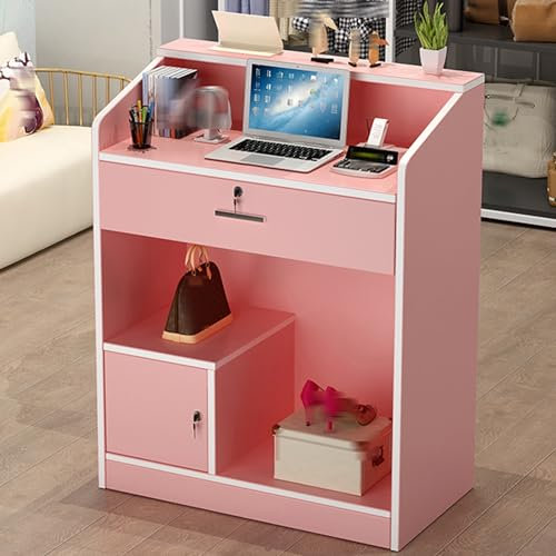Moderner Empfangstresen, Empfangstrese, Gastgeber-Ständer, Einzelhandel, Kasse, Theke für Salon, Lobby oder Büro (Rosa)