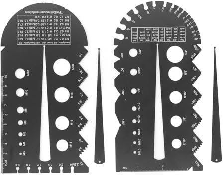 Medidor de Paso de Rosca Aleación de Aluminio Negro Paso de Rosca Métrico e Imperial Calibre Múltiple para Diversas Aplicaciones