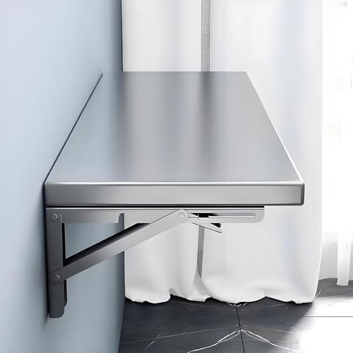 Wandtisch Klappbar Edelstahl Zusammenklappbarer Schreibtisch Tragkraft 50kg Küchentisch Buffettisch Für Kleine Räume Waschküche(50x40cm/19.7x15.7in)