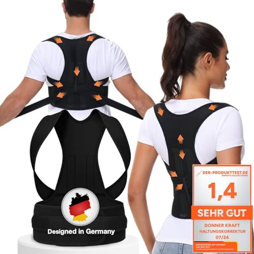 DONNER KRAFT Haltungskorrektur Herren Damen: Back Posture Corrector Haltung Korrektur Gurt für Herren und Damen - Verstellbare und Atmungsaktive Haltungstrainer + Ebook Leitfaden (L)