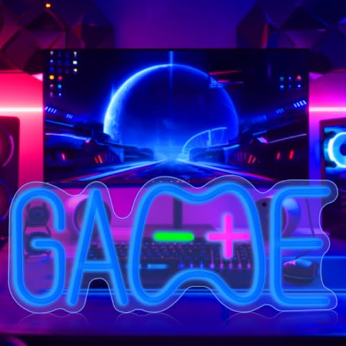 HOTUT Neon Schild in Game förmige, LED Gaming NeonLicht, Led Neonschilder für Wand Dekor Brief, Leuchtschilder Zeichen für Spiel Zone, Spielraum, Schlafzimmerm Bar Geschenke für Gamer