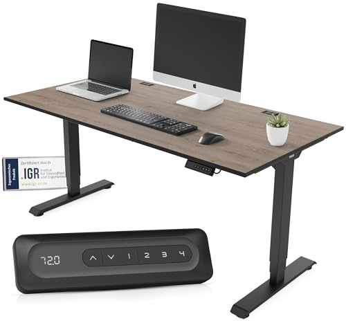 Yaasa Desk Essential 180x80cm,höhenverstellbarer Schreibtisch mit Kabelnetz | Elektrisch höhenverstellbarer Schreibtisch für Büro, Automatikfahrt, verschiedene Größe und Farben, 5 Jahre Garantie