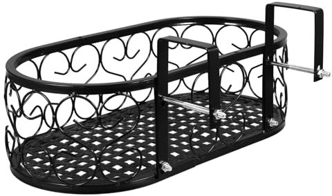 POPETPOP Balkon Hängender Blumentopfhalter Metall Pflanzregal Schwarzer Rechteckiger Balkon Pflanzenständer Mit Stabilem Halterungsdesign Für Terrasse Garten Fensterbank Nutzung
