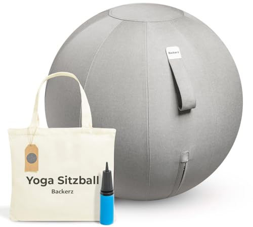 Backerz Sitzball - Ergonomische Sitzmöbel für Büro und Heimbüro - Langlebiger Stoff, Gymnastikball - Fitness-Ball, Ballstuhl mit Ballauflage - Waschbarer Leinenbezug