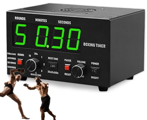 Temporizador De Intervalos De Boxeo Profesional, Temporizador De Gimnasio Con 1-12 Rondas De DesafíO, Entrenamiento De 30S-10Min Y Tiempo De Descanso 0/30/60S, Para Muay Thai/Mma/Kickboxing,Green