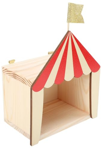 VICASKY Holz Circus Regal Kinderzimmer Deko Aufbewahrungsbox Rotes Zirkus Haus Modell Lustige und Kreative Kinderzimmerdekoration Robuste Holzbox für Kleinteile Zufällige Zufällige Farbe