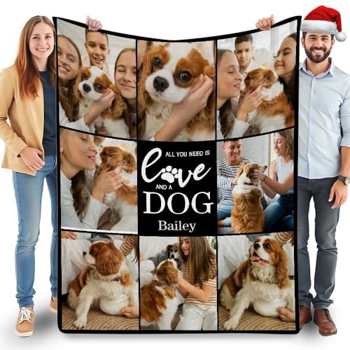 Fegiuly Personalisierte Haustier-Gedenkdecke mit Foto und Namen, personalisierte Hunde- und Katzendecke, Geschenk für Haustierverlust, Trauergeschenk für Tierliebhaber (127,7 x 152,4 cm)
