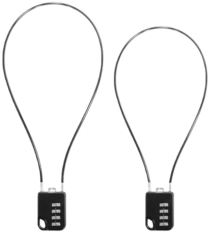 HAPPOW Lot de 2 cadenas à combinaison 4 chiffres avec câble en acier de 20 + 30 cm - Cadenas pour armoire à armes, boîte à outils, casque, vélo, accessoires de sport - Étanche et résistant à la