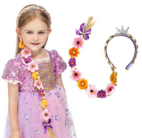 Mädchen Perücken Haarschmuck Haarteil, Haarreif Zopf, Langhaar Perücke Zöpfe für Mädchen, kinder perücken, Kindergeburtstagsparty Geschenke und Cosplay