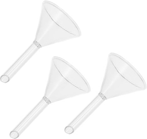 PRETYZOOM Embudo de Vidrio Transparente Científico de Laboratorio 40 Mm, Juego de 3 Piezas, Embudos de Llenado de Vidrio Resistente a Choques Térmicos para Transferencia Precisa de Líquidos