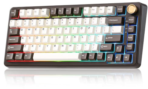 YUNZII B75 PRO Tastiera Meccanica Wireless 75% (Marrone Caffè,Cocoa Switch) | Gaming Keyboard, BT/Tipo-C/2.4G, Guarnizione Hot Swap Custom, Con Manopola, Pre-lubrificato Interruttori RGB, per Win/Mac
