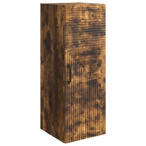 Tonture Armario de pared de madera de roble ahumado 33 x 34,5 x 90 cm con mango de metal, montaje en pared, 2 estantes, espacio de almacenamiento para salón, oficina, pasillo, taller, orden y estante