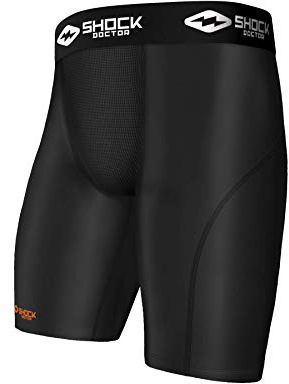 ShockDoctor Herren Tiefschutz Kompressions Short mit Cup Tasche ohne Cup, Black, XL, 220-BK