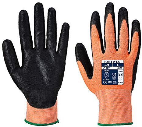 Portwest A643 Cut B13 Nitrile Amber Glove Machine Washable Wet and Dry Grip | Amber, X Large, EN ISO 21420 Dexterity 5, CE Certified, 13 Gauge Liner, Polyester, Breathable Seamless Liner, Water Repellent