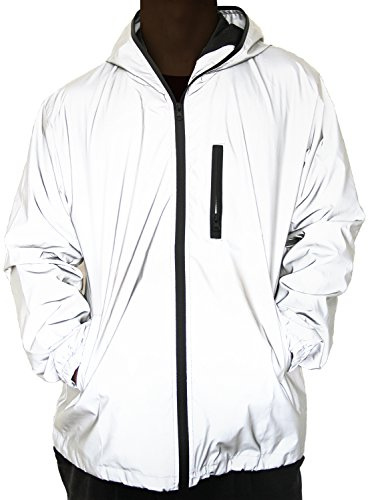 fangfei Reflective Coat Hooded Windbreaker Fashion Runing Pocket Jacket (L)