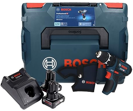Bosch GSB 12V-15 Professional Akku Schlagbohrschrauber 12 V 30 Nm + 2x Akku 6,0 Ah + Ladegerät + L-Boxx
