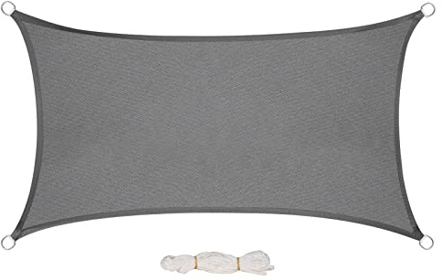 WOLTU Sonnensegel Rechteck 2x3m Grau wasserabweisend Sonnenschutz Polyester Windschutz mit UV Schutz für Garten Terrasse Camping