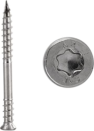 FASTON® Terrassenbauschrauben 5,3x100 TORX TX mit Schneidkerbe und Haltegewinde Edelstahl A2 V2A (500 Stück) Terrassenschrauben Holzschraube Senkkopf rostfrei