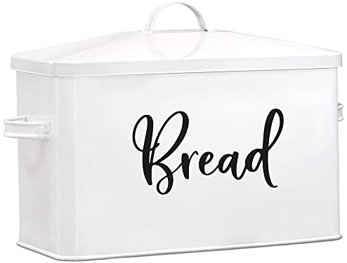Zeilako Home Acre Designs Brotkasten Edelstahl Groß - Hochwertige Metall Brotbox zur Brotaufbewahrung - Für Brot, Brötchen, Gebäck - Aufbewahrungsbox im Landhausstil mit Deckel & Griffen - Weiß