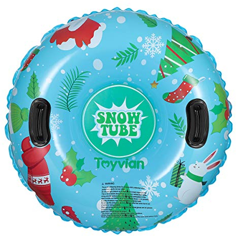 Toyvian Schneeschlauch, Aufblasbare 37-Zoll-Schneeschlitten mit Griffen, 6 Mm Dickes Material für Hochtoleranten Abrieb, Ideal für Kinder Und Erwachsene, Riesiges Schneespielzeug, Ideal für Winterspaß