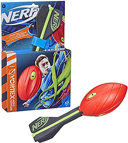 NERF Vortex Aero Howler Foam Ball – Classic Long-Distance Football -- Flight-Optimizing Tail -- Hand Grip – Indoor and Outdoor Fun