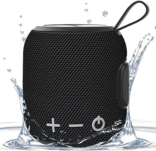 Enceinte Bluetooth Portable, Mini Haut-Parleur Bluetooth 5.0 Double appairage sans Fil, Son Surround HD 360 et Basses stéréo Riches IPX7, étanche pour Voyage, Piscine et Douche en Plein air (Noir)