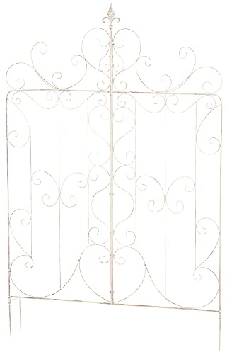 CLP Rankgitter Metall 133 cm hoch Mandevilla, stabile Rankhilfe für Kletterpflanzen, Rankzaun in Landhausstil, Farbe:antik-Creme