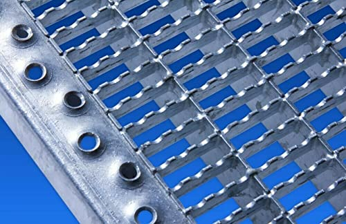 SPH Gitterroststufe verzinkt 800x270mm Maschenweite 30x10mm MIT GLEITSCHUTZ/RUTSCHFEST