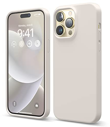 elago Compatible with iPhone 14 Pro Max Case, Liquid Silicone Case, Full Body Protective Cover, Shockproof, Slim Phone, Anti-Scratch Soft Microfiber Lining, 6.7 inch (Stone)