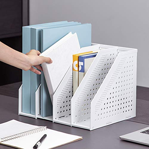 Stehsammler verstellbare Buchstützen 4 Fächer Dokumentenablage rutschfester Buchständer Stehordner Sortierablage Dokumente Bücher Ordner Ablagesystem Ablage Zeitschriftensammler für Dokumente