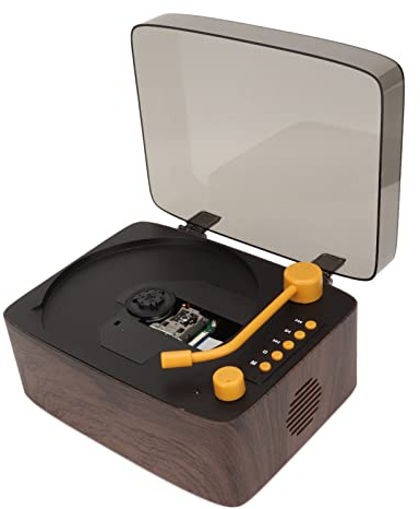 Lecteur CD Bluetooth Vintage, Lecteur de Musique CD Portable avec Télécommande et Cache Anti-poussière, Grain de Bois