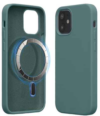kwmobile Hülle kompatibel mit Apple iPhone 12 mini Hülle - magnetisches Silikon Case kompatibel mit MagSafe - Cover gummiert Arctic Night
