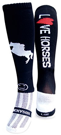 WackySox - Chaussettes de sport équestres Love Horses, chaussettes d'équitation pour homme et femme, chaussettes longues rembourrées thermiques pour équitation, chaussettes de sport, chaussettes