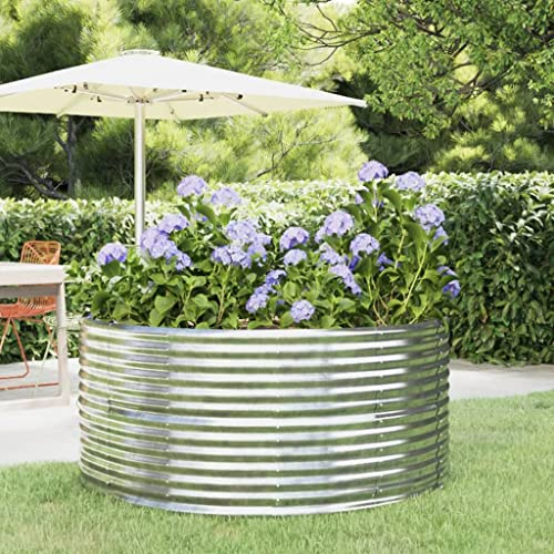 puraday Hochbeete Für Garten 140x140x68 cm Pflanzkübel Gemüsebeet Kräuterspirale XXL Silber