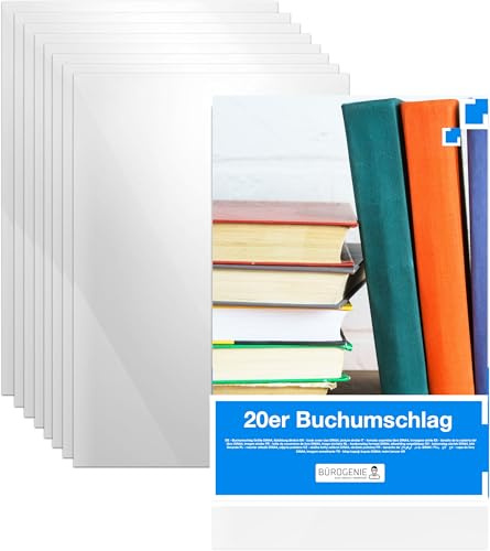 100 x bok kuvert klart och transparent kuvert och häftfodral – bokskydd – DIN A4 – perfekt för att skydda böcker, häftningar, skolböcker och anteckningsböcker