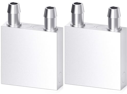 CLDIY Aluminium Wasserkühlblock, Flüssigkeitswasserkühler Kühlkörpersystem für PC Computer CPU Graphics Kühler Kühlkörper Endothermic Head Silber (40mm x 40mm x 12mm) 2 STÜCK