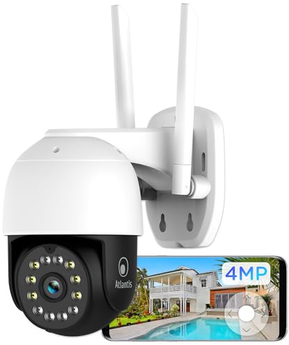 ATLANTIS Wi-Fi-kamera utomhus 2K, 4 Mpixlar Full HD och upp: 2560x1440 eller 1920x1080 vid 25 fps, Motorisering, IP64, 6 IR och 6 lysdioder vit dist. 12 m, mikrofon, gratis APP, A14-SC970-PT