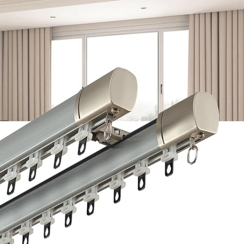 Vorhangschiene, Gardinenstange Innenlauf 2-läufig, Industrial Vorhangstange Deckenmontage, Für Schiebevorhänge, Gardinen Und Vorhänge (Color : Top-loading Blue, Size : 3M/9.8FT)