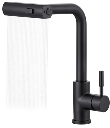 iVIGA Robinet cuisine extensible：Robinet de cuisine avec douchette - Robinet orientable à 360° 3 modes de jet d'eau inox noir