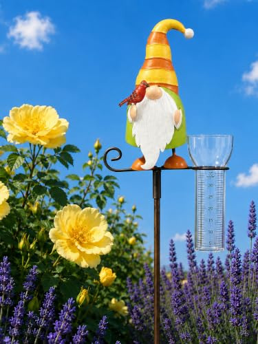 Pommerntraum ®| Regenmesser Ombrometer Gartendekoration Zwerg Gartenstecker | Niederschlagsmesser Pluviometer Wichtel Gnom Gartenfigur Gartenkunst Handarbeit Kunsthandwerk Gartenaccessoires (Gartenzwerg)