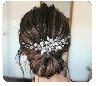 VYZUTR Peigne à Cheveux pour mariée avec Fleurs et Perles - Accessoires pour Cheveux pour Femme et Fille (Argent)