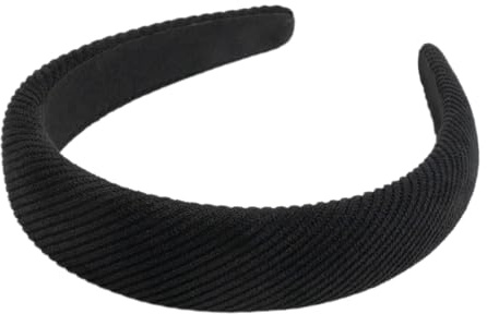 SXQLYH Haarreifen Gepolstert Kordsamt,Damen Stirnband Haarreif Dicker Haarband,Stirnbänder Weiches Kordsamt Haarreiffen,Gepolstertes Haarband Bequeme Stirnbänder für Frauen und Mädchen (Schwarz, A)