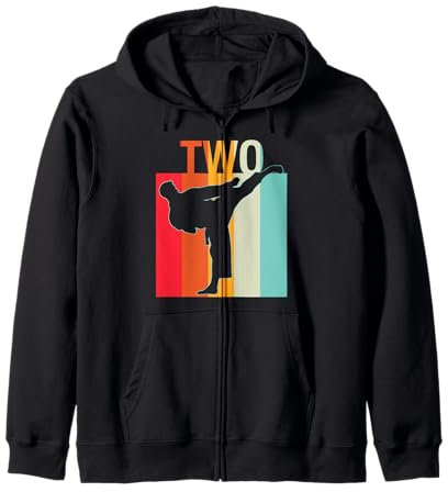 2. Geburtstag Geschenk Karate Retro Taekwondo-Kampfsport Jungen Kapuzenjacke