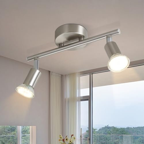 Lichtmaler Plafonnier LED 2 Spot GU10 - Éclairage Plafond Luminaire Spot Orientable Lampe Industrielle Plafonnier Intérieur Moderne Chambre Cuisine Salon, Sans Ampoule