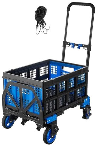 JKELPV Transportkarre Zusammenklappbarer Handkarren, robuster Handkarren-Transportwagen, umwandelbarer Transportwagen mit 330 Pfund Kapazität und faltbarem Korb Multifunktionskarre