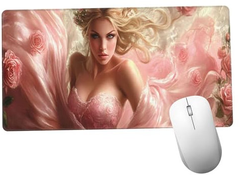 Rosa Alfombrilla Ratón 1400x600x3mm Alfombrilla Raton XXL Grande con Base de Goma Antideslizante, Lavable, Accesorios Gaming Hada, Ordenador Gamer Regalos, Mouse Pad Gaming Mejora La Velocida Y1164