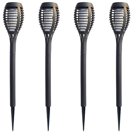 Mateju Solarleuchten Solarlampen für Außen Garten, IP65 Wasserdicht LED Lampen Gartenfackeln Beleuchtung Wetterfeste Wegleuchte für Weg Hinterhöfe Rasen Balkon Deko, Flammeneffekte (Streifen,6 Stück)